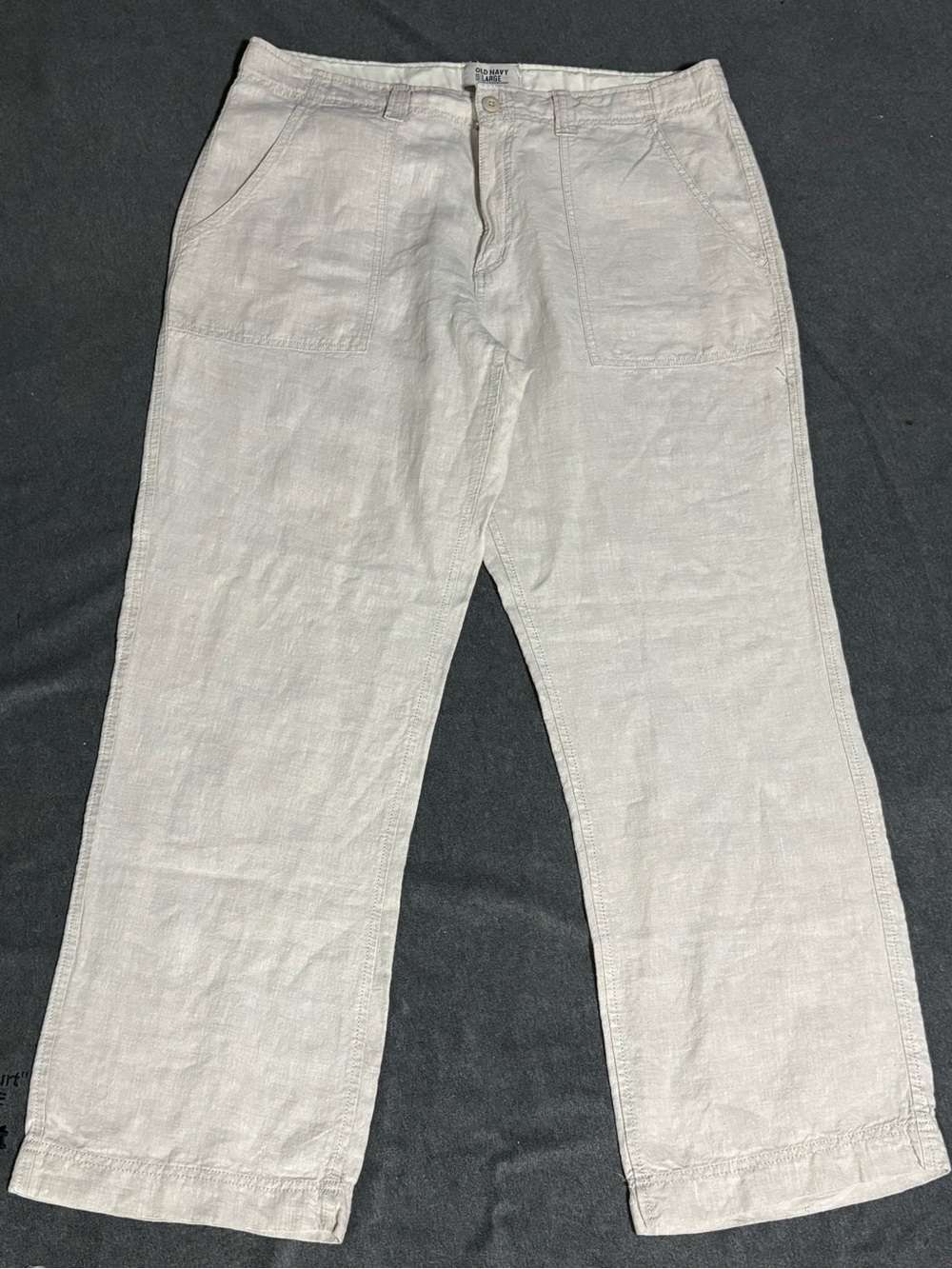 Old Navy Pants Womens Large White Linen Wide Leg Flat Front Drawstring Outdoor